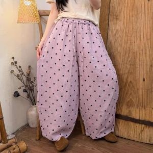 Small Polka Dot Loose Linen Beach Pants