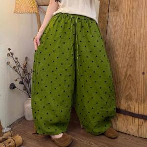 Small Polka Dot Loose Linen Beach Pants