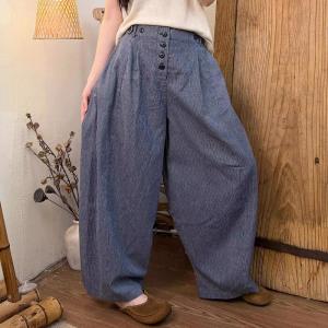 Relax-Fit Striped Button Fly Pants