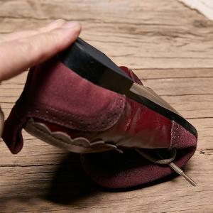 British Style Hollow Out Leather Tied Ballet Flats