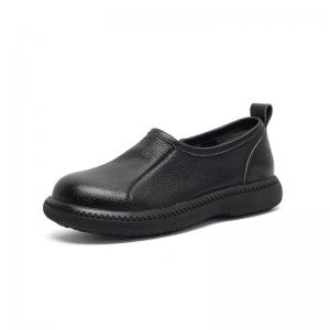 Side Zip Round Toe Leather Comfy Shoes