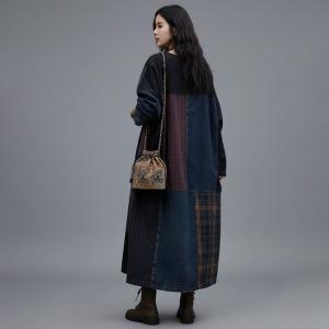 Gingham Patchwork Plus Size Denim Shift Dress