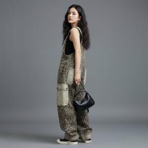 City Chic Patched Pockets Leopard Overalls