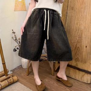 Mid-Calf Wide Leg Bermuda Jeans