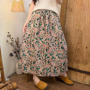 Tropical Printed Summer Linen A-Line Skirt