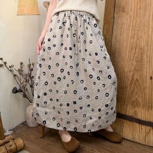 Tropical Printed Summer Linen A-Line Skirt