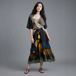 Silk Printed Front Tied Designer Elegant Dress