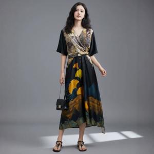 Silk Printed Front Tied Designer Elegant Dress