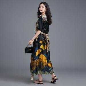 Silk Printed Front Tied Designer Elegant Dress