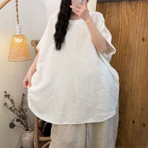 Short Sleeves Plain Linen Tunic