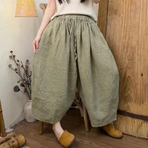 Cozy Causal Plain Linen Yoga Pants