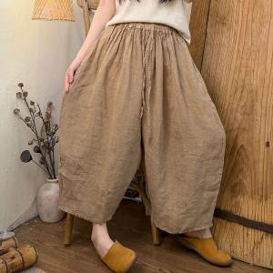 Cozy Causal Plain Linen Yoga Pants