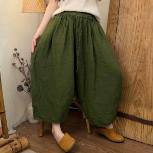 Cozy Causal Plain Linen Yoga Pants