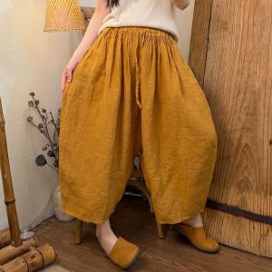 Cozy Causal Plain Linen Yoga Pants