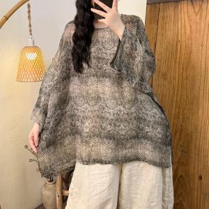 Spring Printed Oversized Organic Ramie Tunic