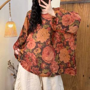 Spring Printed Oversized Organic Ramie Tunic
