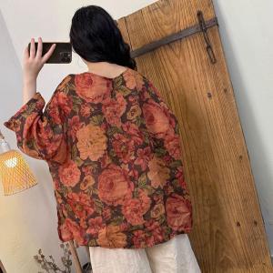 Spring Printed Oversized Organic Ramie Tunic