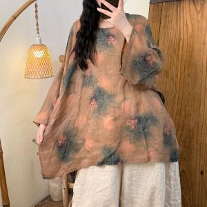 Spring Printed Oversized Organic Ramie Tunic