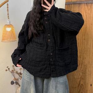 Organic Linen Ling Sleeves Pleated Outerwear