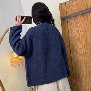Organic Linen Ling Sleeves Pleated Outerwear