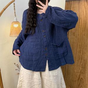 Organic Linen Ling Sleeves Pleated Outerwear