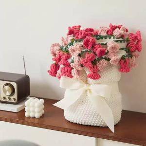 3D Knitted Crochet Flower Bouquet Throw Blanket Cozy Comfort Gift