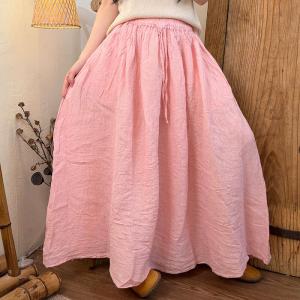 Summer Beach Linen Maxi Flare Skirt