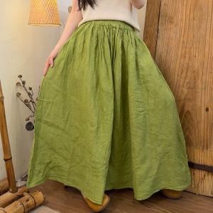 Summer Beach Linen Maxi Flare Skirt