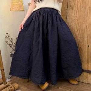 Summer Beach Linen Maxi Flare Skirt