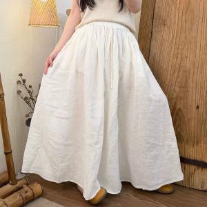 Summer Beach Linen Maxi Flare Skirt