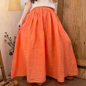 Summer Beach Linen Maxi Flare Skirt