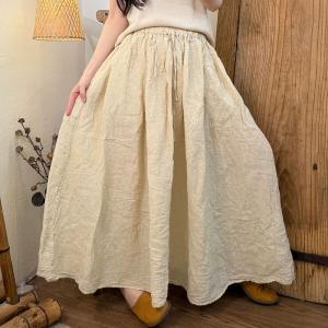 Summer Beach Linen Maxi Flare Skirt