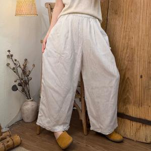 Cozy Linen Straight Leg Beige Pants