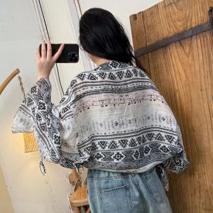 Flare Sleeves Totem Printed Boho Blouse