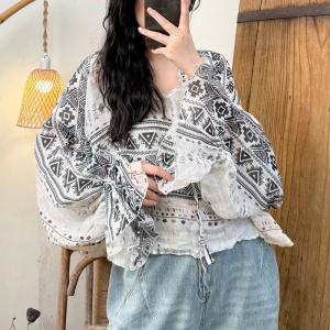Flare Sleeves Totem Printed Boho Blouse