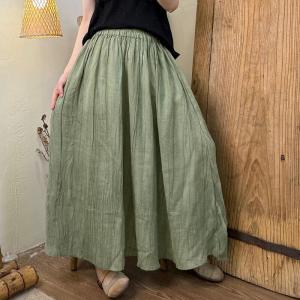 Pleated Linen Comfort Maxi Skirt