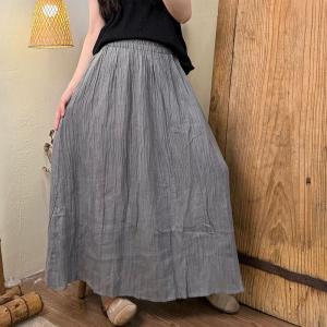 Pleated Linen Comfort Maxi Skirt
