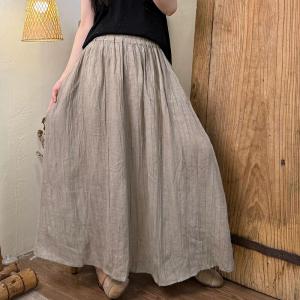 Pleated Linen Comfort Maxi Skirt