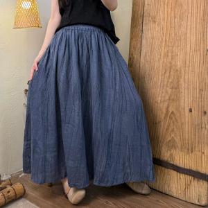 Pleated Linen Comfort Maxi Skirt
