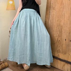 Pleated Linen Comfort Maxi Skirt
