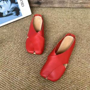 Square Toe Summer Leather Slippers