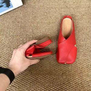 Square Toe Summer Leather Slippers