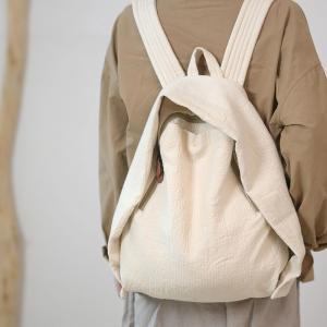 Versatile Cotton Plain Backpack for Men and Women