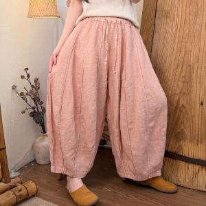 Summer Breathable Linen Pleated Balloon Pants