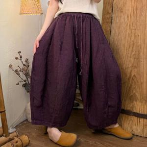 Summer Breathable Linen Pleated Balloon Pants