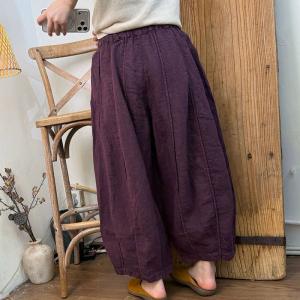 Summer Breathable Linen Pleated Balloon Pants