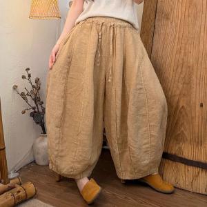 Summer Breathable Linen Pleated Balloon Pants