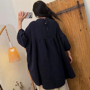 Cotton Puff Sleeves Midi Doll Blouse