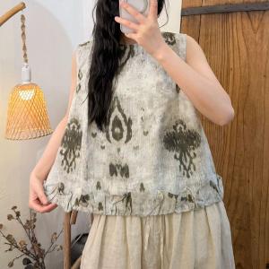 Summer Comfy Totem Patterns Linen Vest