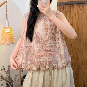 Summer Comfy Totem Patterns Linen Vest